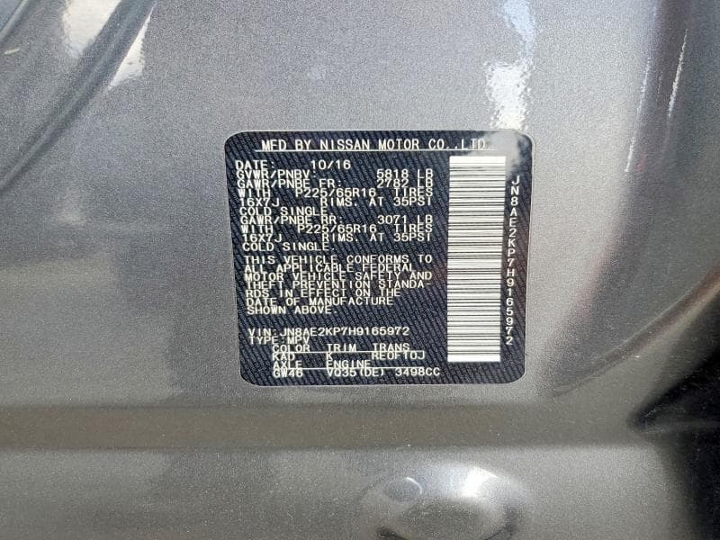2017 NISSAN QUEST SV 13