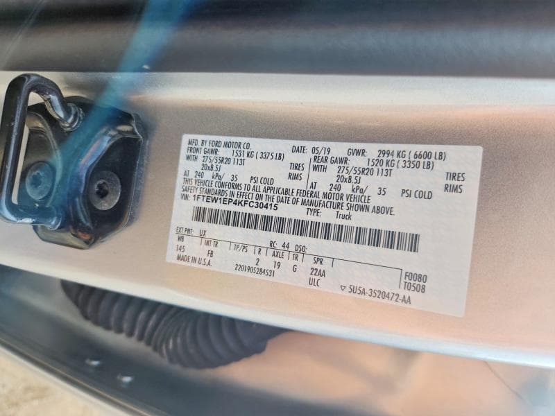 2019 FORD F150 SUPERCREW 12