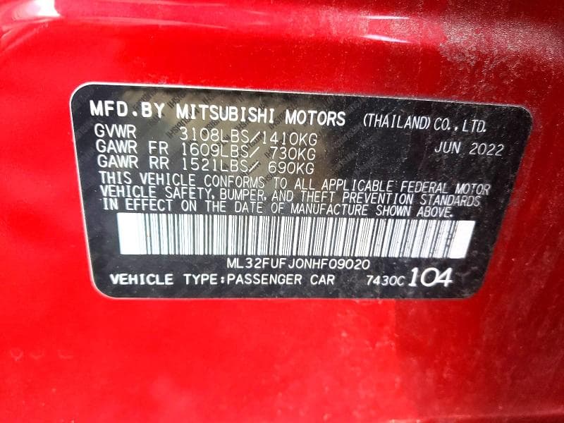 2022 MITSUBISHI MIRAGE G4 ES 12