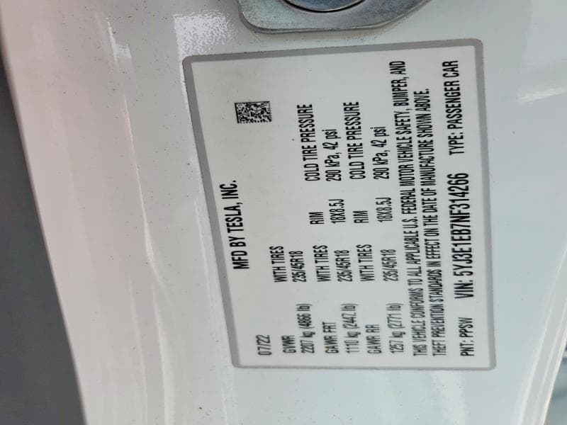 2022 TESLA MODEL 3 12