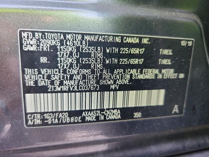 2020 TOYOTA RAV4 XLE 13