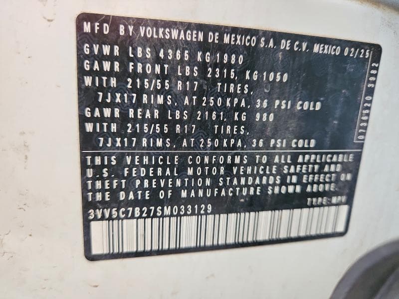 2025 VOLKSWAGEN TAOS S 13