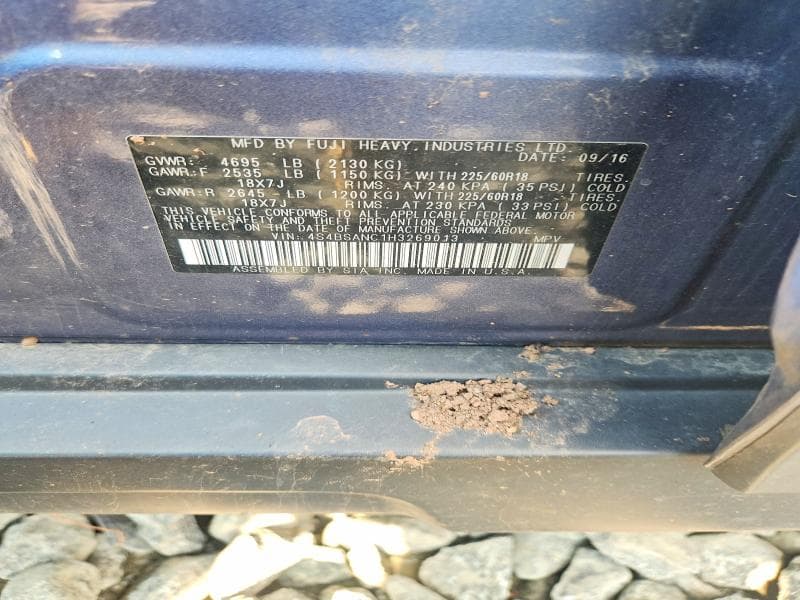 2017 SUBARU OUTBACK 2.5I LIMITED 12