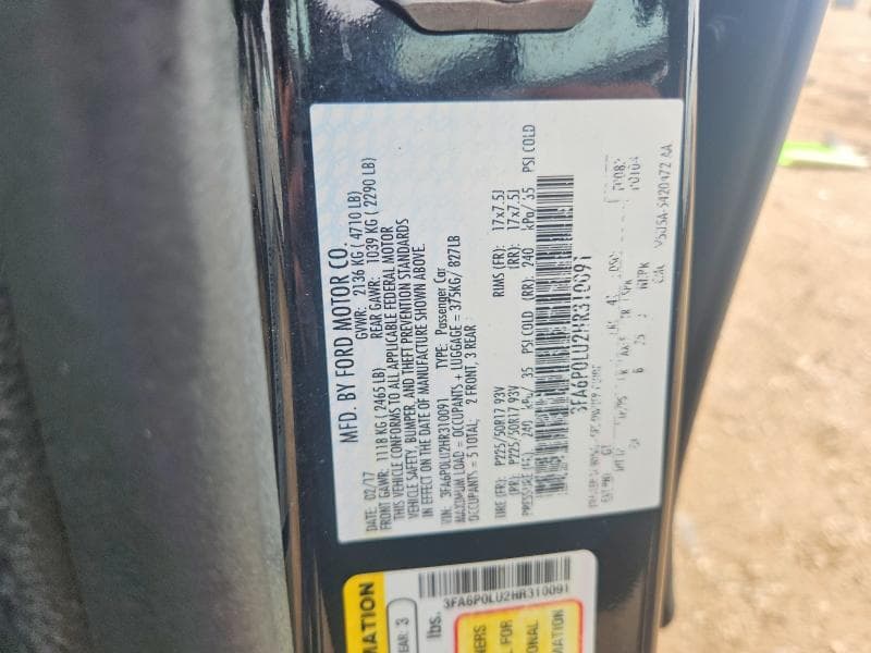 2017 FORD FUSION SE HYBRID 13