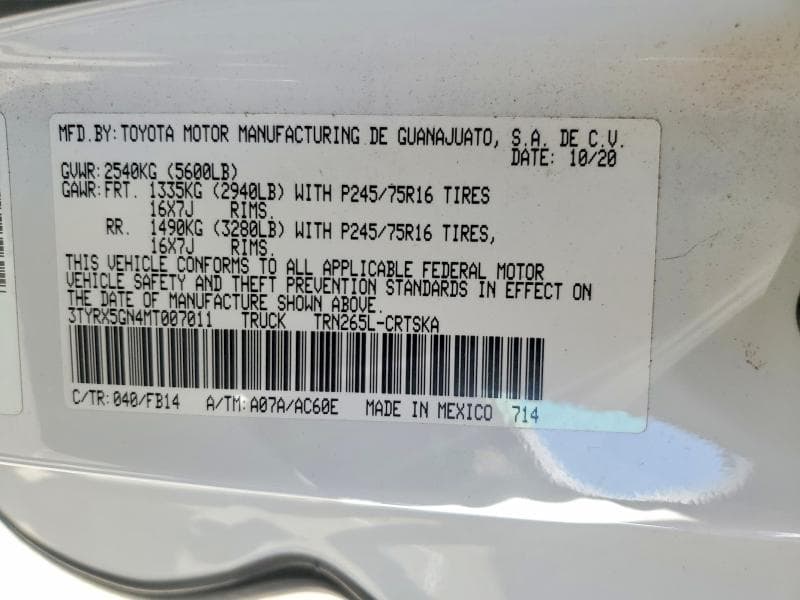 2021 TOYOTA TACOMA SR 13