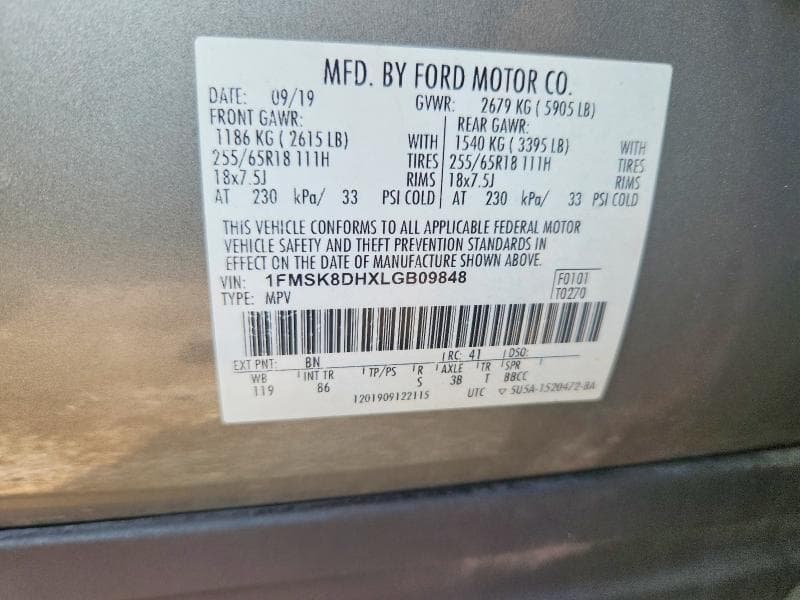 2020 FORD EXPLORER XLT 12
