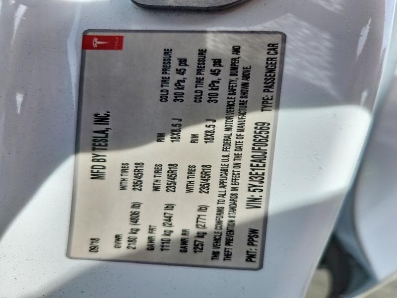 2018 TESLA MODEL 3 13
