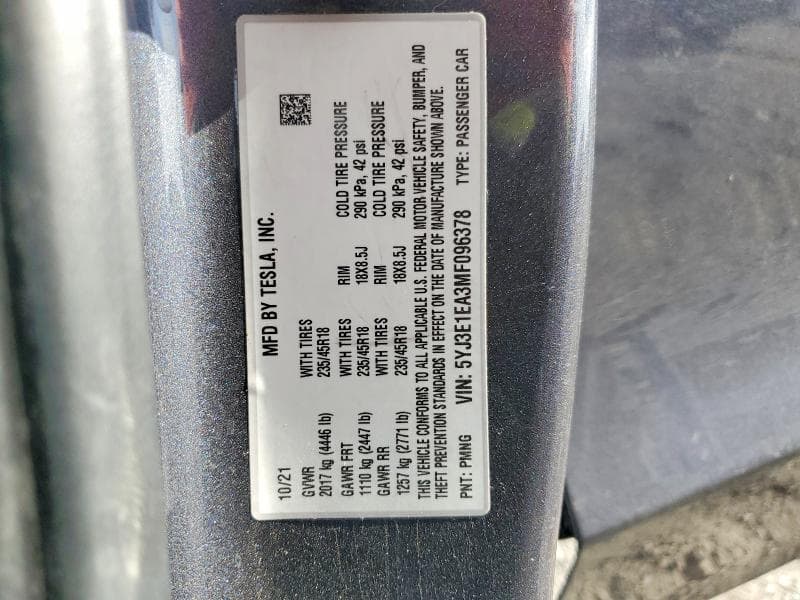 2021 TESLA MODEL 3 12
