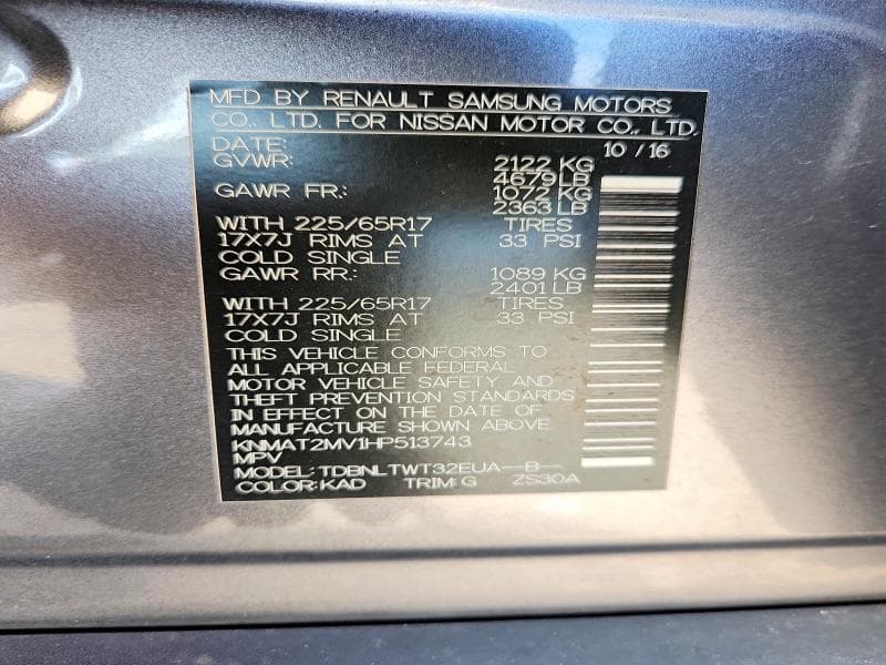 2017 NISSAN ROGUE SV 13