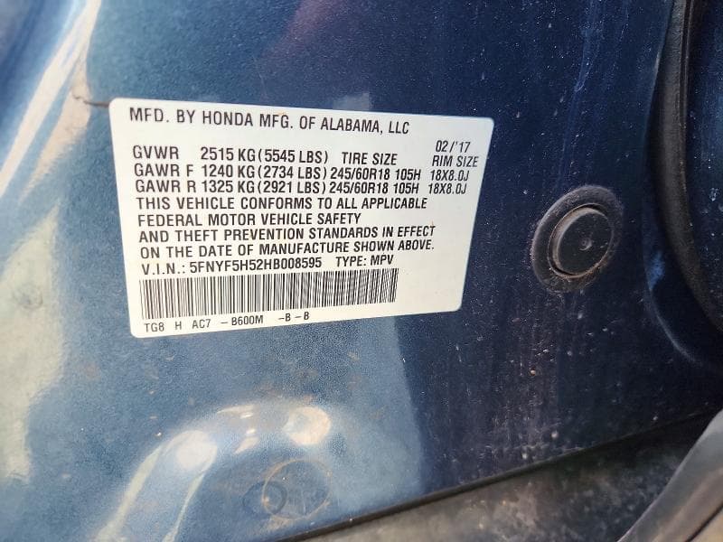 2017 HONDA PILOT EXL 13