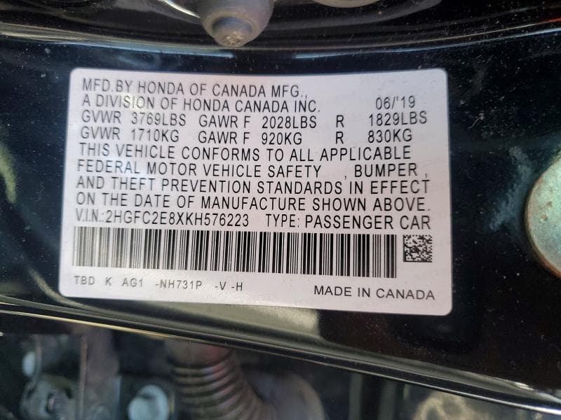 2019 HONDA CIVIC SPORT 12