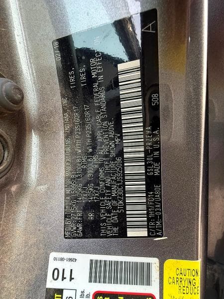 2018 TOYOTA SIENNA LE 10