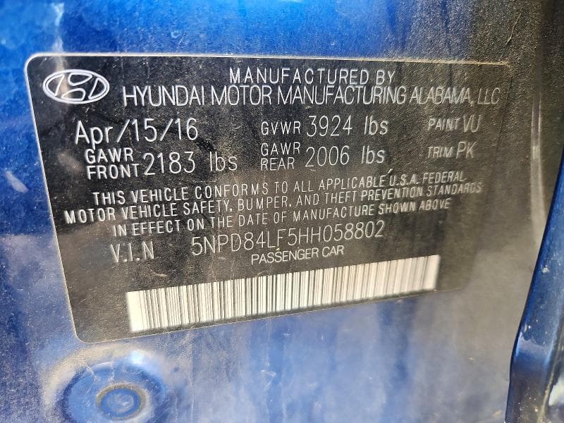 2017 HYUNDAI ELANTRA SE 12