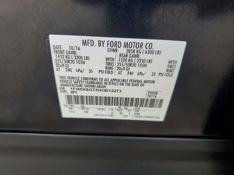 2017 FORD EXPLORER SPORT 13