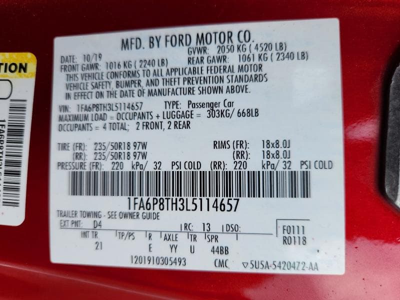 2020 FORD MUSTANG 12