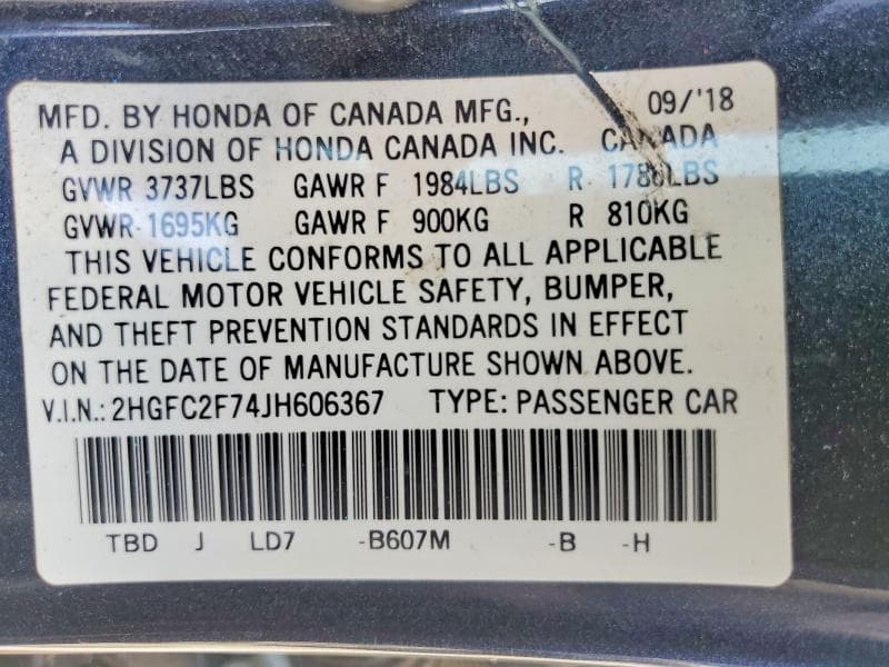 2018 HONDA CIVIC EX 12