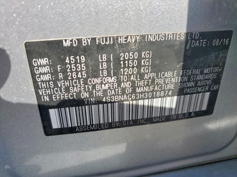2017 SUBARU LEGACY 2.5I PREMIUM 13