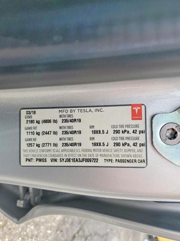 2018 TESLA MODEL 3 12