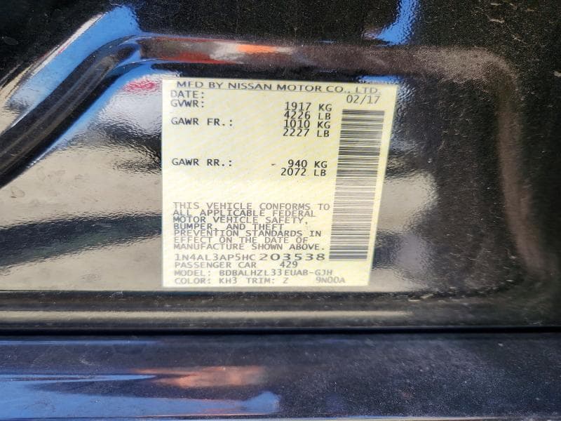 2017 NISSAN ALTIMA 2.5 SR 12