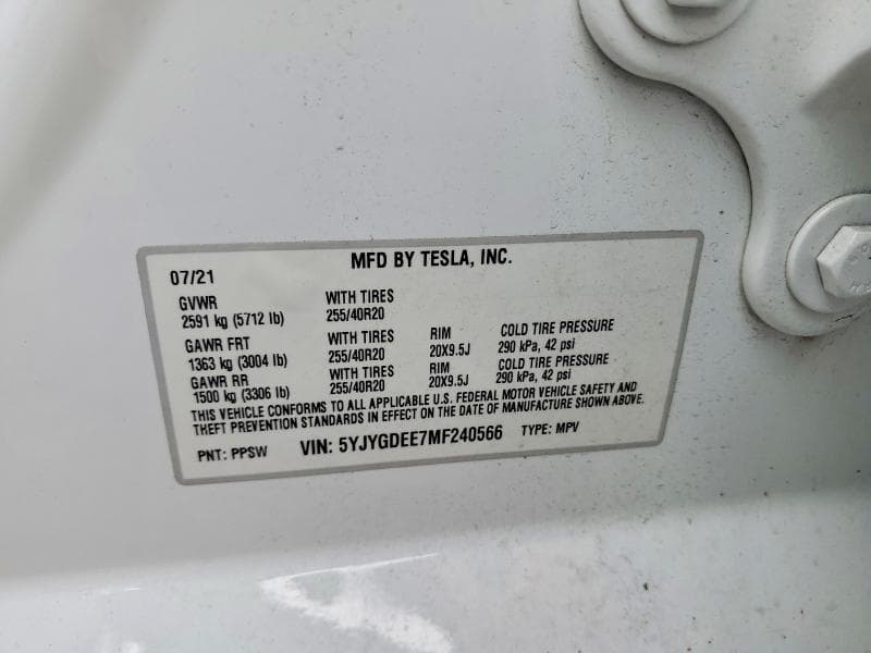 2021 TESLA MODEL Y 14