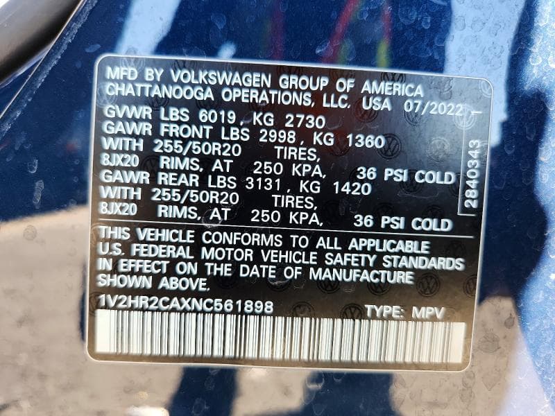 2022 VOLKSWAGEN ATLAS SE 14