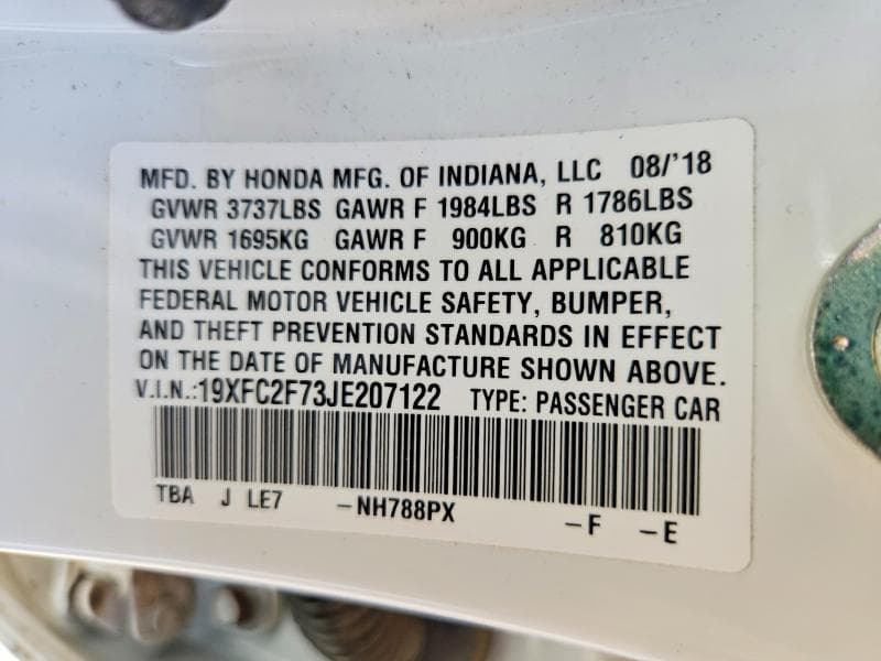 2018 HONDA CIVIC EX 12