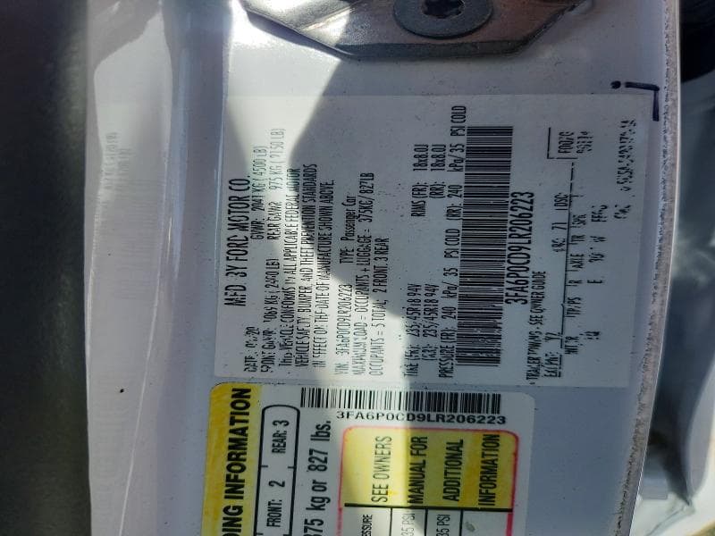 2020 FORD FUSION SEL 12