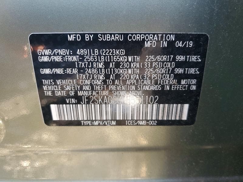 2019 SUBARU FORESTER PREMIUM 12