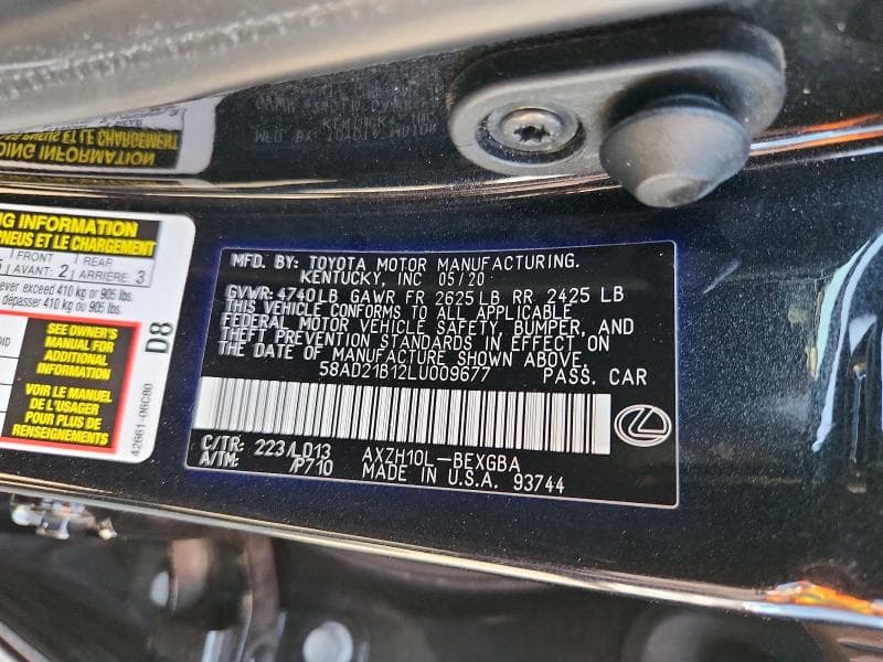 2020 LEXUS ES 300H 12