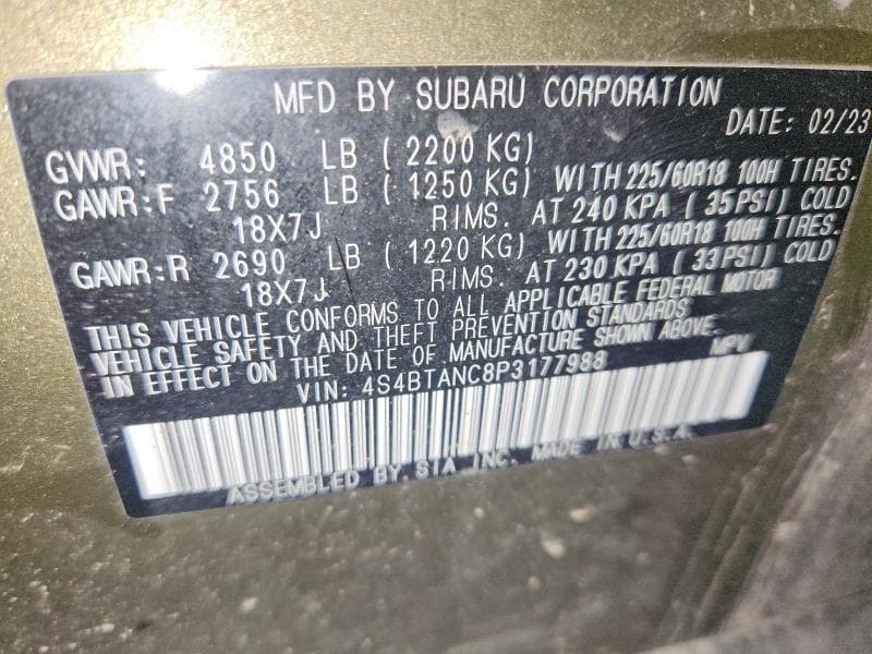 2023 SUBARU OUTBACK LIMITED 13
