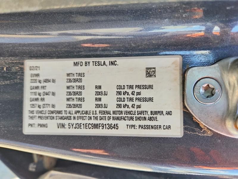 2021 TESLA MODEL 3 12