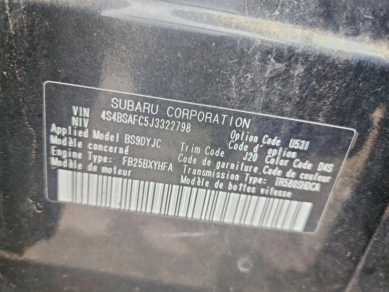 2018 SUBARU OUTBACK 2.5I PREMIUM 12