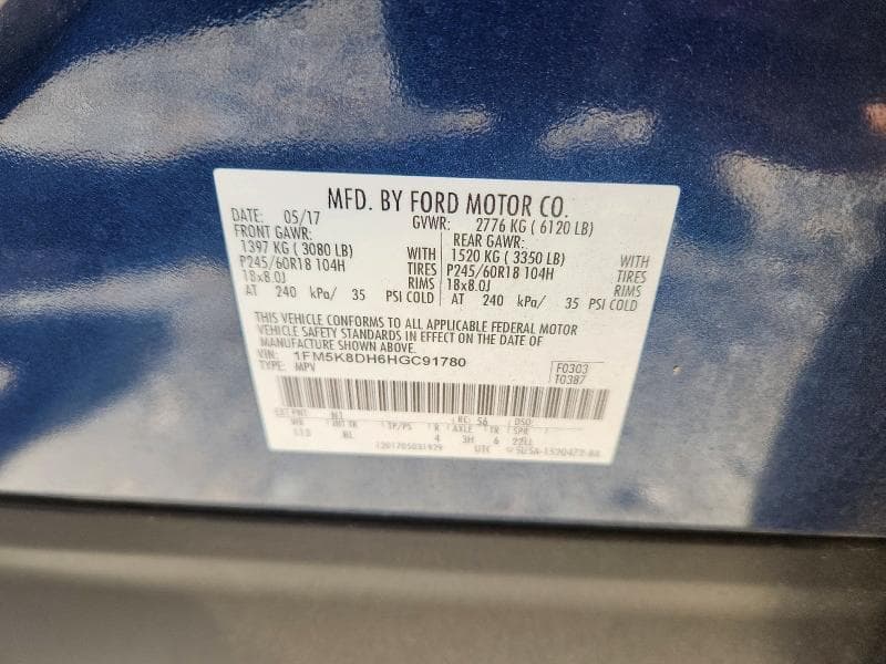 2017 FORD EXPLORER XLT 14
