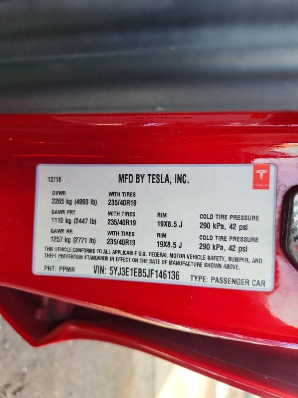 2018 TESLA MODEL 3 12