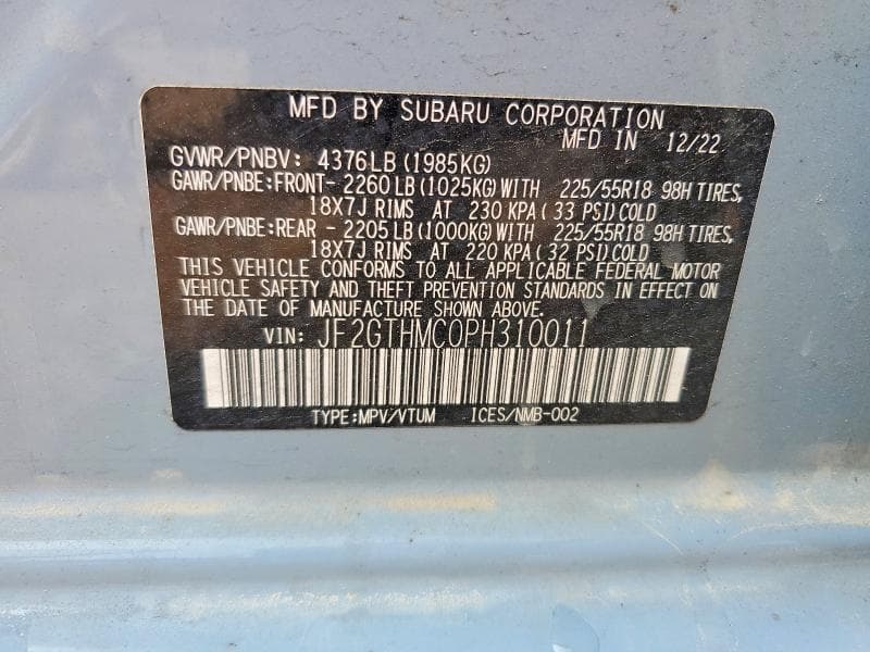 2023 SUBARU CROSSTREK LIMITED 13