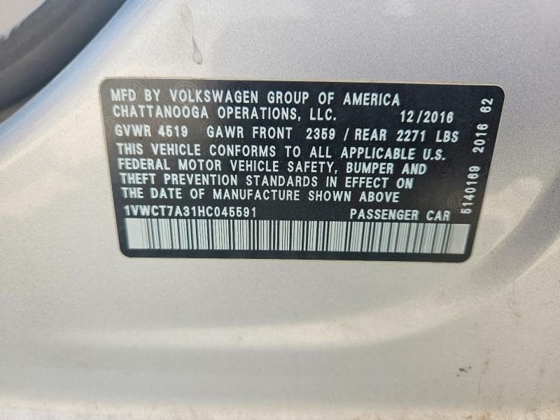 2017 VOLKSWAGEN PASSAT SEL PREMIUM 13