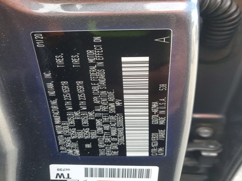 2020 TOYOTA HIGHLANDER XLE 13