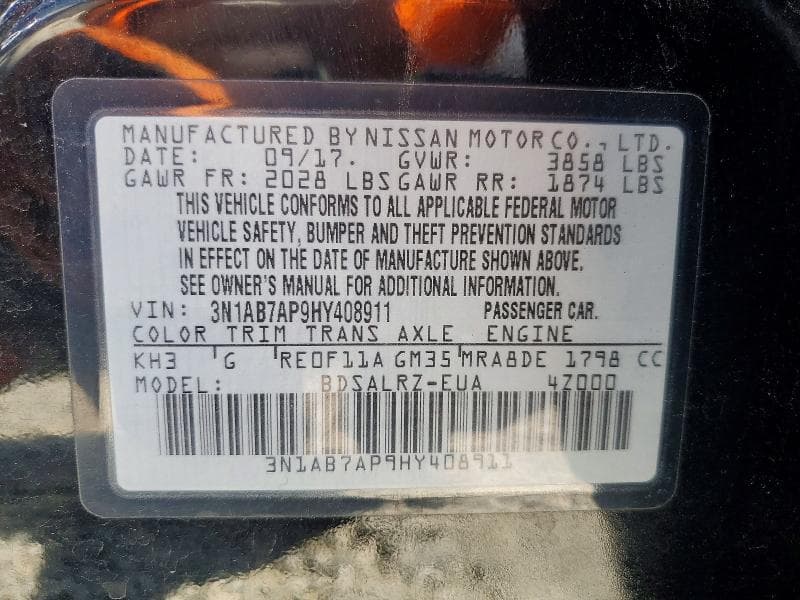 2017 NISSAN SENTRA SR 12