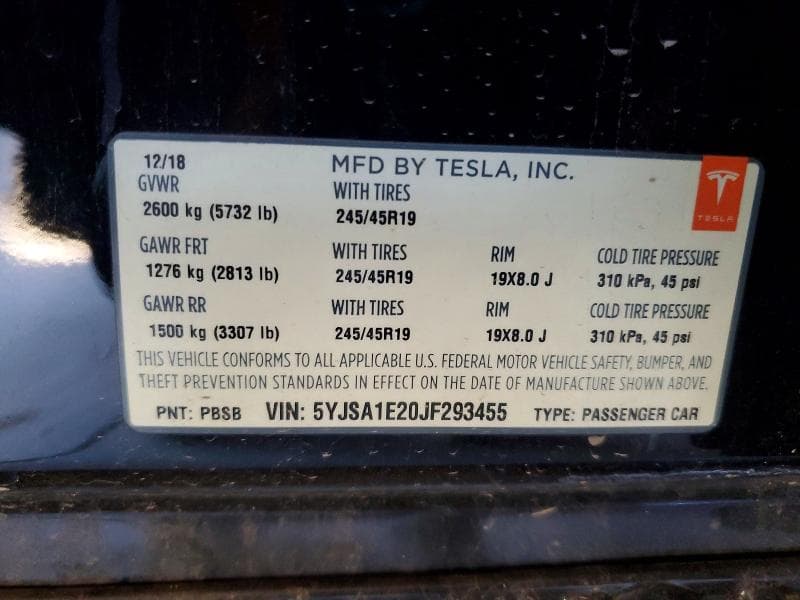 2018 TESLA MODEL S 12