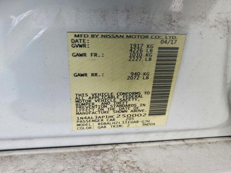 2017 NISSAN ALTIMA 2.5 SR 12