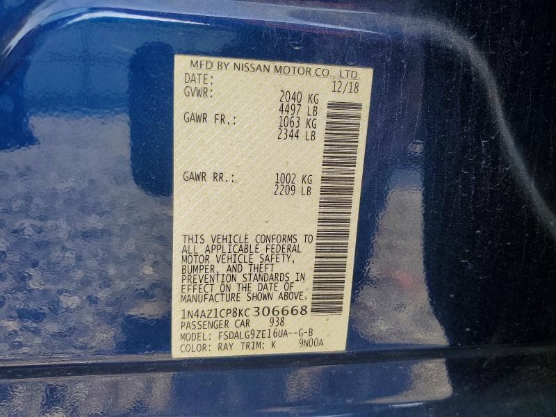 2019 NISSAN LEAF SL 12