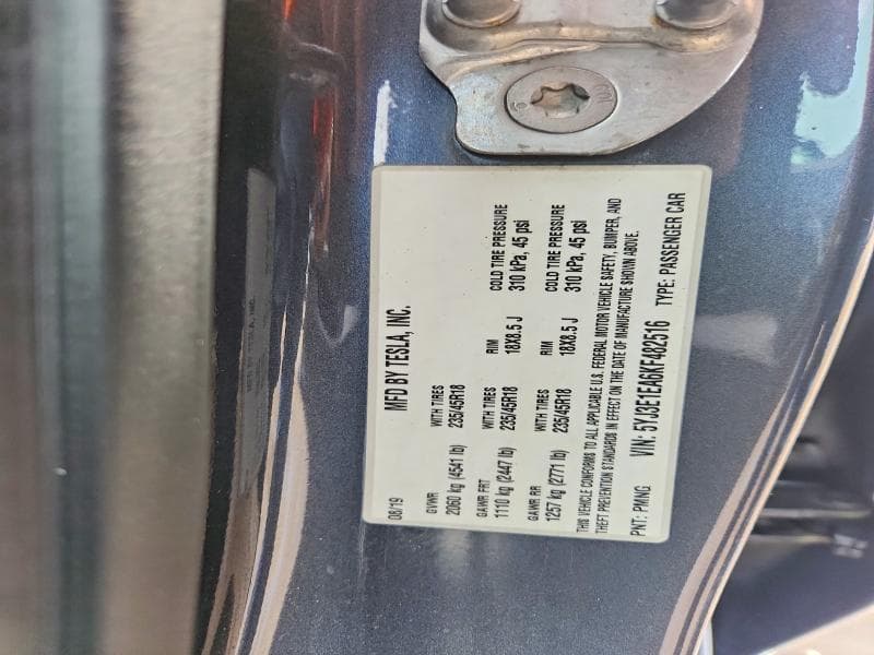 2019 TESLA MODEL 3 12