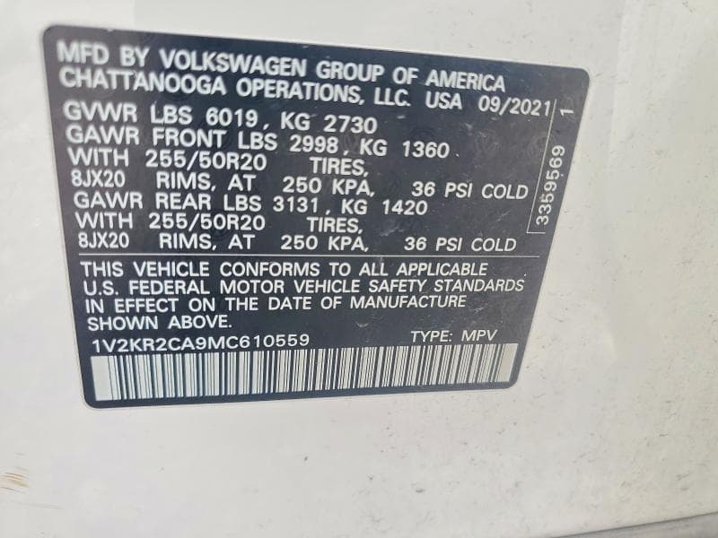 2021 VOLKSWAGEN ATLAS SE 13