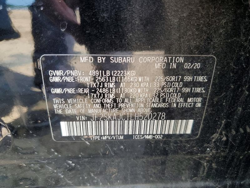 2020 SUBARU FORESTER PREMIUM 12