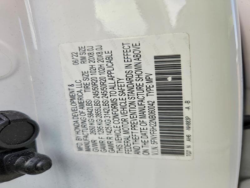 2022 HONDA PILOT SE 14