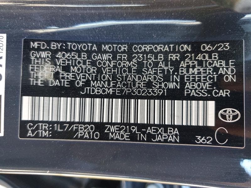 2023 TOYOTA COROLLA HYBRID LE 13