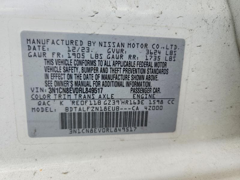 2024 NISSAN VERSA SV 12