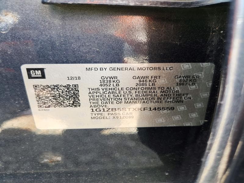 2019 CHEVROLET MALIBU LS 12