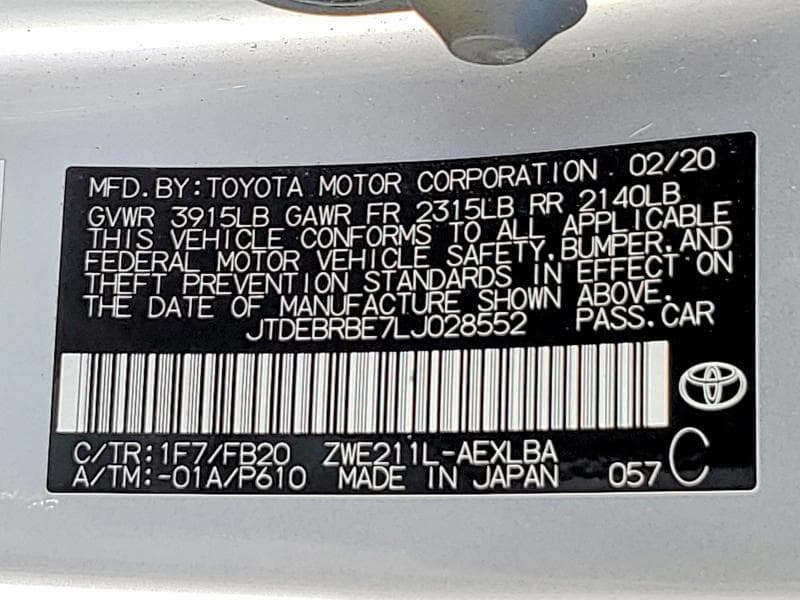 2020 TOYOTA COROLLA 13