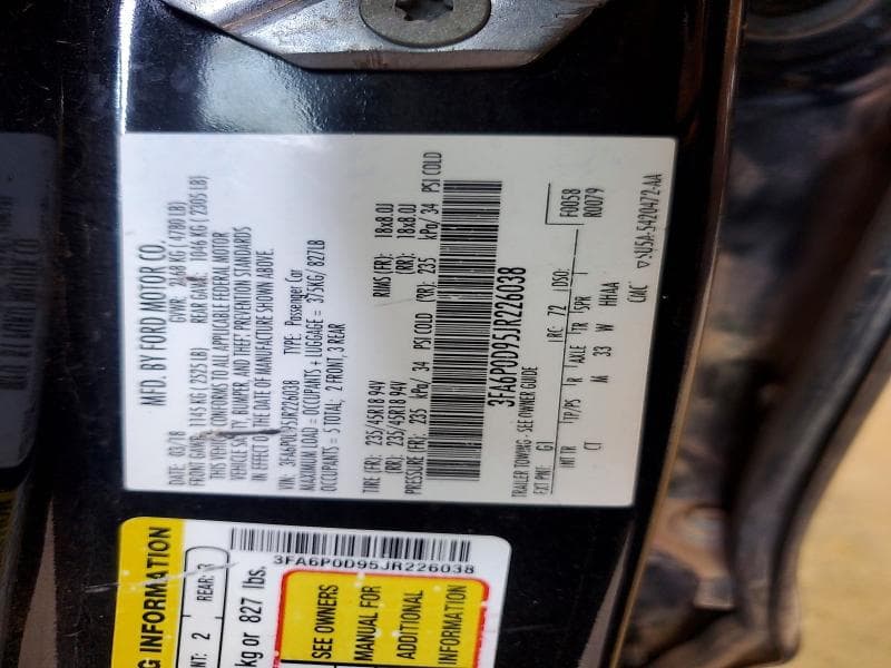 2018 FORD FUSION TITANIUM/PLATINUM 12